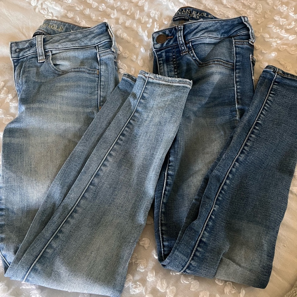 American Eagle Outfitters Women's Skinny Jeans - Light Blue & Medium Blue